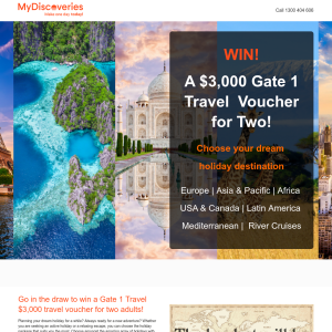 Win A $3,000 Gate 1 Travel  Voucher for Two