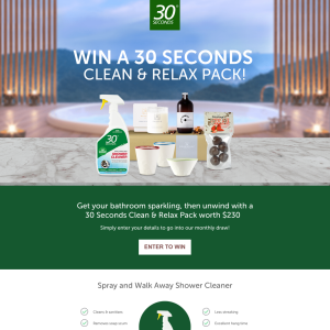 Win a 30 Seconds Clean & relax prize pack