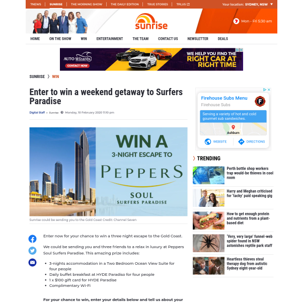 Win a 3N Stay at Peppers Soul Surfers Paradise for 4