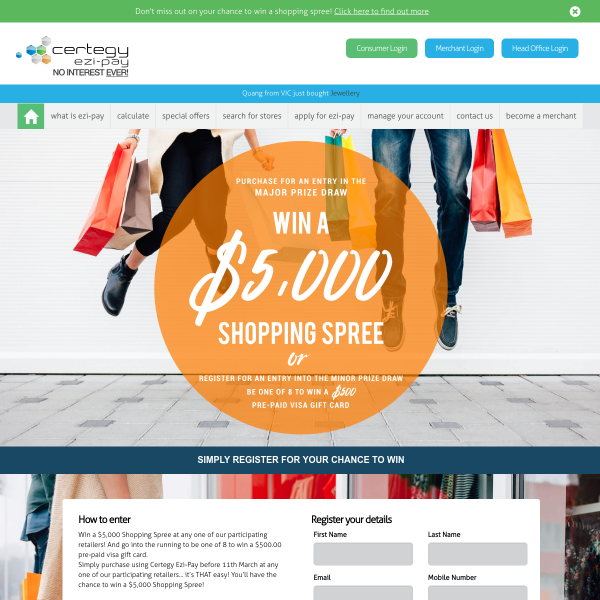 Win a $5,000 Shopping Spree or 1 of 8 $500 VISA Gift Cards