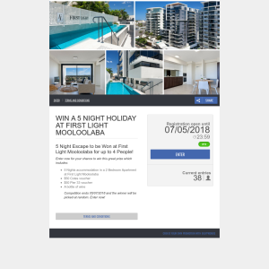 Win a 5 Night Holiday at First Light Mooloolaba