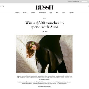 Win a $500 voucher to spend with Auór