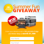 Win a 50L Portable Fridge and Weber Baby Q