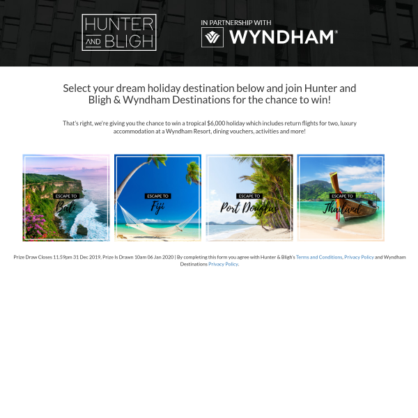 Win a $6000 Tropical Escape to your choice of Fiji, Bali, Lombok, Phuket or Port Douglas!