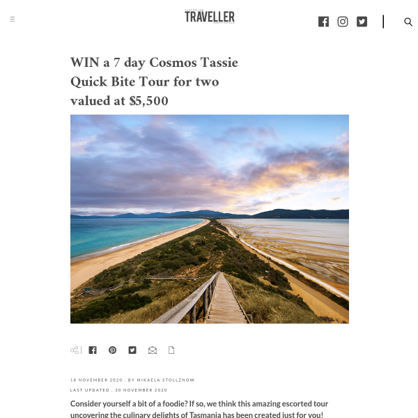 WIN a 7 Day Cosmos Tassie Quick Bite Tour for Two