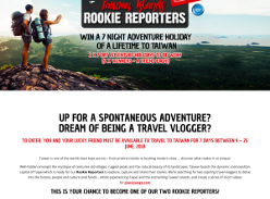 Win a 7 night adventure holiday of a lifetime to Taiwan