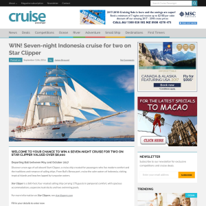 Win a 7-night cruise for 2 on 'Star Clipper', valued at over $8,000!