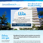 Win a 7-night stay for 2 people in an ocean view apartment in Surf Parade Resort!