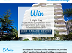 Win a 7-night stay for 2 people in an ocean view apartment in Surf Parade Resort!