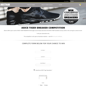 Win a a year’s worth of Asics Tiger Sneakers