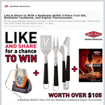 Win a Beefeater BUGG 3 Piece Tool Set, Beefeater Cookbook, and Digital Thermometer. - BeefEater Barbecues