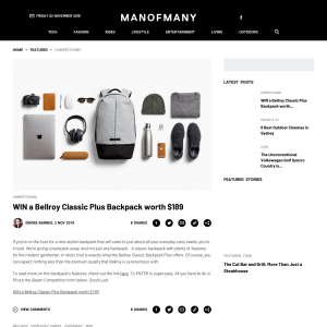 Win a Bellroy Classic Plus Backpack