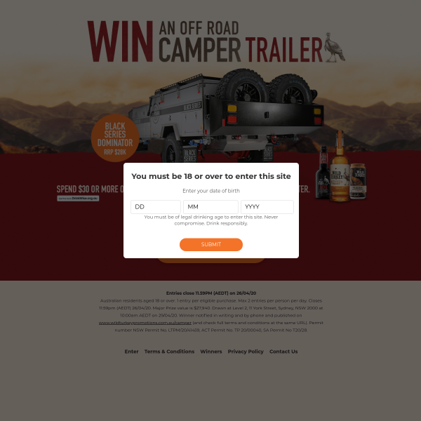 Win a Black Series Dominator Camper Trailer!