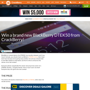 Win a BlackBerry DTEK50 smartphone!