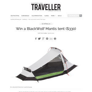 Win a BlackWolf Mantis Tent, valued at $330!