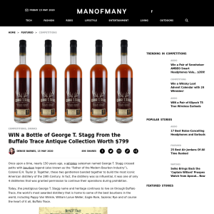 Win a Bottle of George T Stagg Bourbon