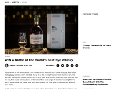 WIN a Bottle of the World’s Best Rye Whisky