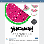 Win a brand new watermelon slice felt ball rug + 2 x A3 watermelon prints!