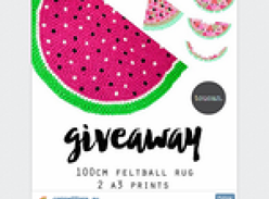 Win a brand new watermelon slice felt ball rug + 2 x A3 watermelon prints!