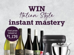 Win a Breville The Bakery Chef Hub with Pasta Chef Attachment and Mixed Dozen Italian Style Wines