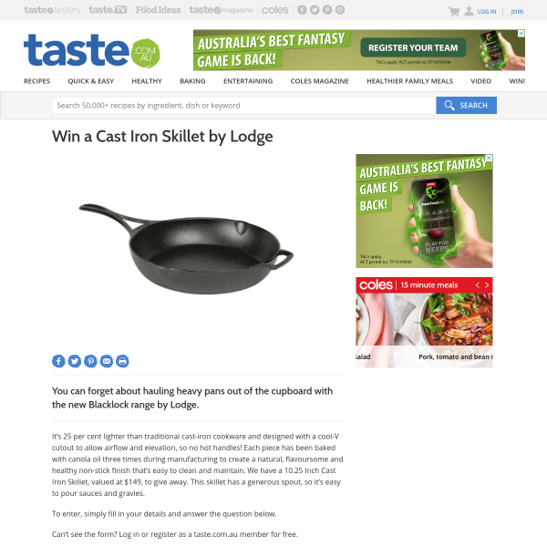 Win a Cast Iron Skillet by Lodge!