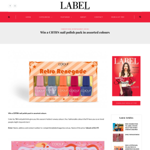 Win a CBTBN Nail Polish Pack in Assorted Colours @ Label Magazine