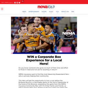 Win a Corporate Box Experience for a Local Hero