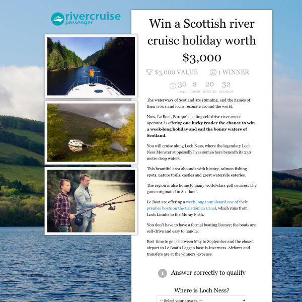 Win a Cruise Holiday in Scotland