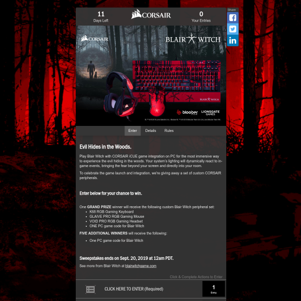 Win a Custom Blair Witch Peripheral Set with Blair Witch or 1 of 5 Copies of Blair Witch