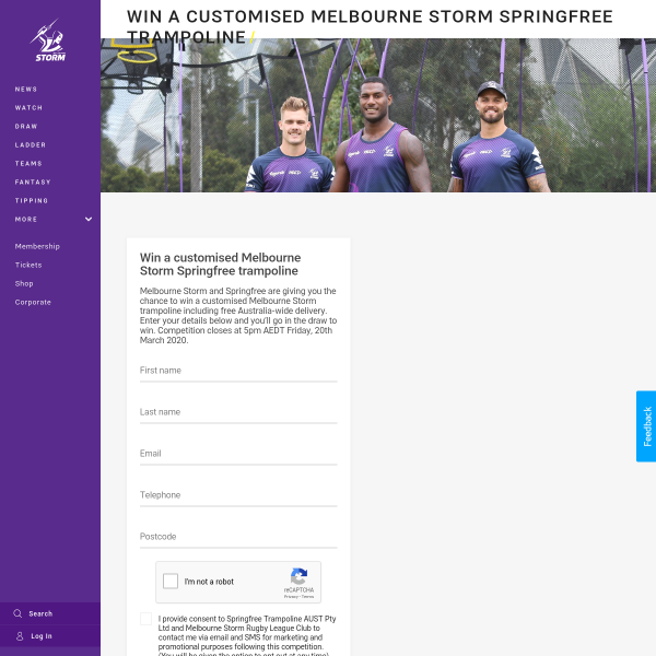 Win a Customised Melbourne Storm Springfree Trampoline