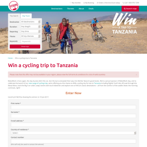 Win a cycling trip for 2 in Tanzania!