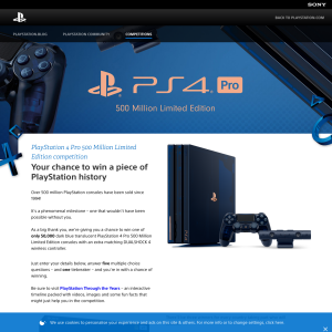 Win a dark blue translucent PlayStation 4 Pro 500 Million Limited Edition consoles
