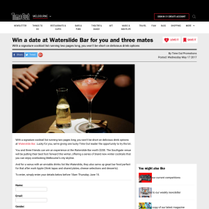 Win a date at 'Waterslide Bar' for you & 3 friends! (VIC Residents ONLY)