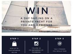 Win A Day Sailing on a Private Yacht for you and 3 friends
