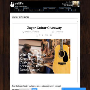 Win a Denny Zager Easy Play Custom Guitar & Deluxe Accessories Package