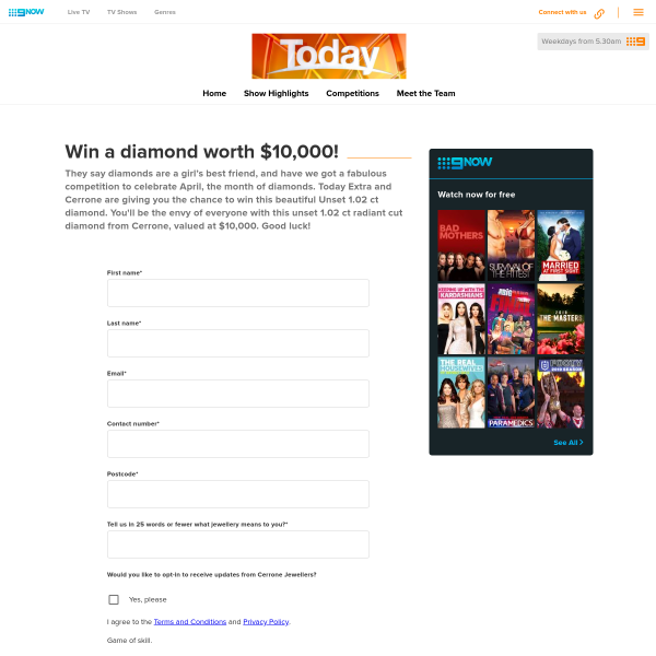 Win a diamond worth $10,000!