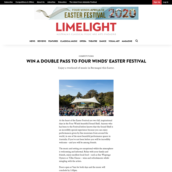 Win a Double Pass to 'Four Winds’ Easter Festival'