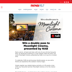 Win a double pass to Moonlight Cinema