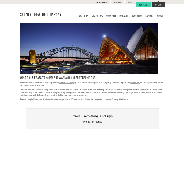 Win a Double Pass to 'No Pay? No Way!' at Sydney Opera House and Dinner at Bennelong