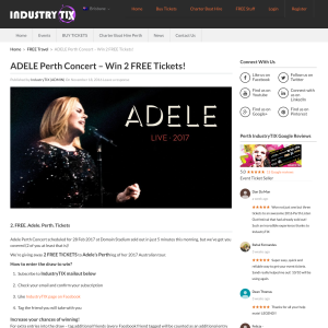 Win a Double Pass to see Adele Live in Perth from Industry TIX