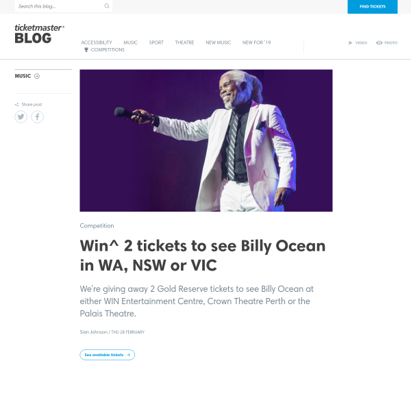 WIN a double pass to see Billy Ocean in either VIC, WA or NSW