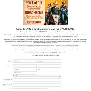 Win a double pass to see Kodachrome