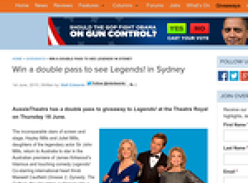 Win a double pass to see Legends! in Sydney