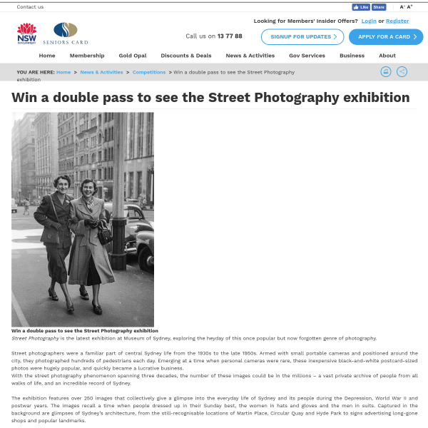 Win a double pass to see the Street Photography exhibition