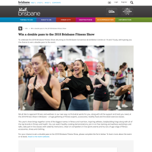 Win a double pass to the 2018 Brisbane Fitness Show
