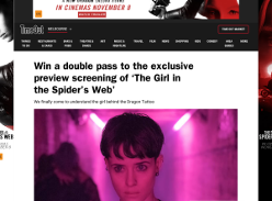 Win a double pass to the exclusive preview screening of ‘The Girl in the Spider’s Web’