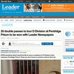 Win a double passes to tour D Division at Pentridge Prison to be won with Leader Newspapers