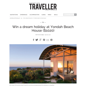 Win a dream holiday at Yondah Beach House, valued at $1,020!