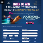Win a 'Dreamworks Experience' family trip to Cotai Strip Resort Macao! - Eagle Boys Pizza
