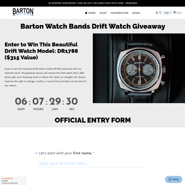 Win a Drift Watch Model: DR1788